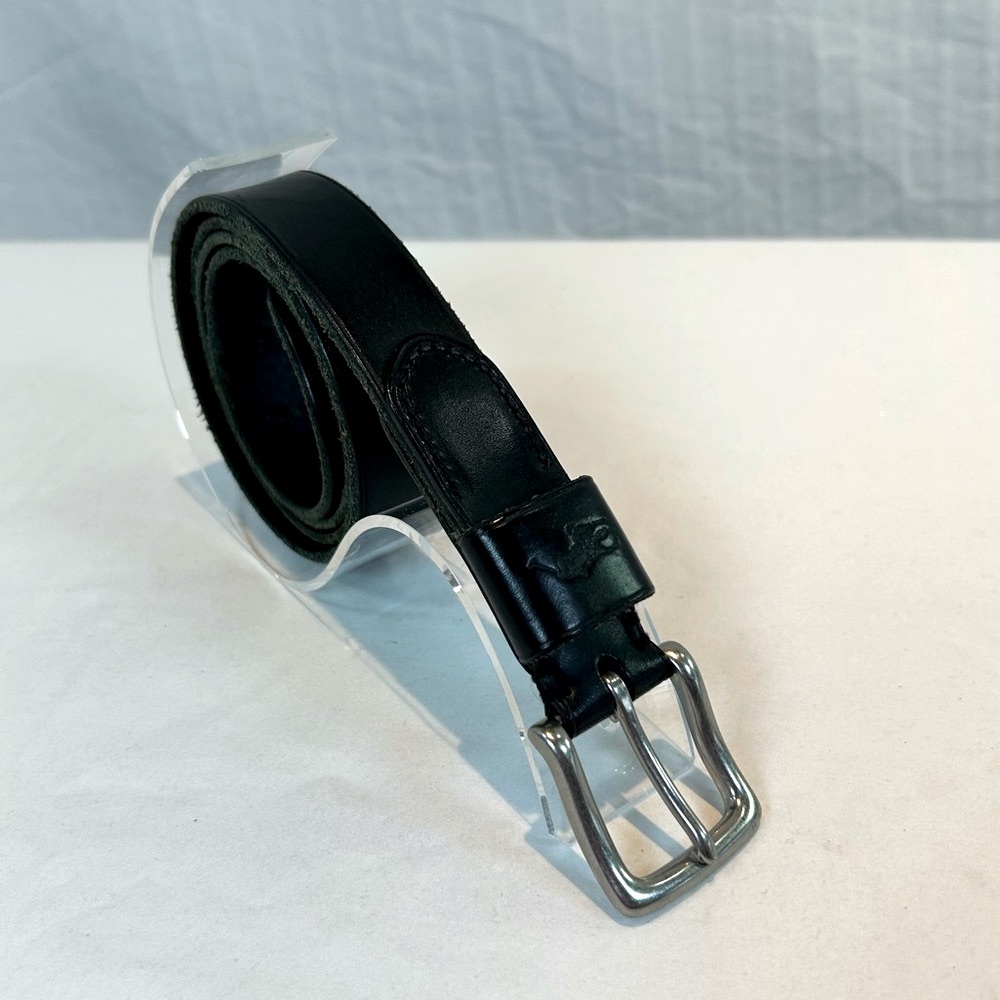 Polo Ralph Lauren Sz 38 Black Italian Leather Belt Silver Hardware